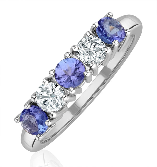 Tanzanite 0.75CT and Diamond Ring 0.40CT 18K White Gold FT26